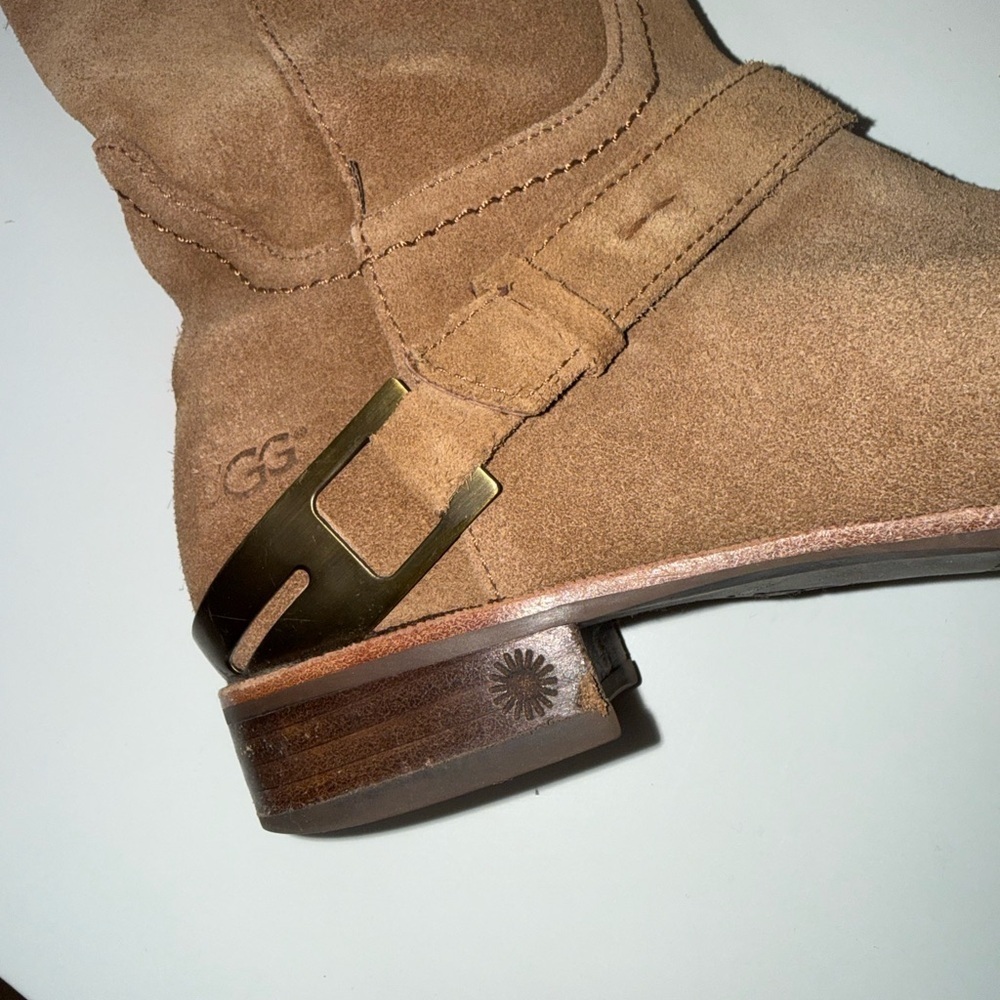 UGG Channing Suede Riding Boots Chestnut Brown Buckle 7 Women’s - Picture 8 of 12